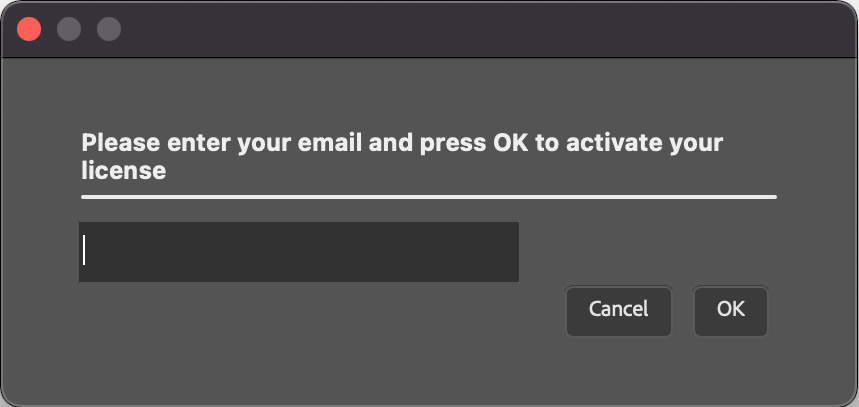 UXP Panel installation — Step 5, email activation prompt in Photoshop