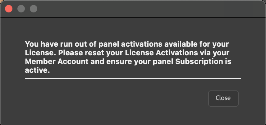 License activation reset — Member Account overview