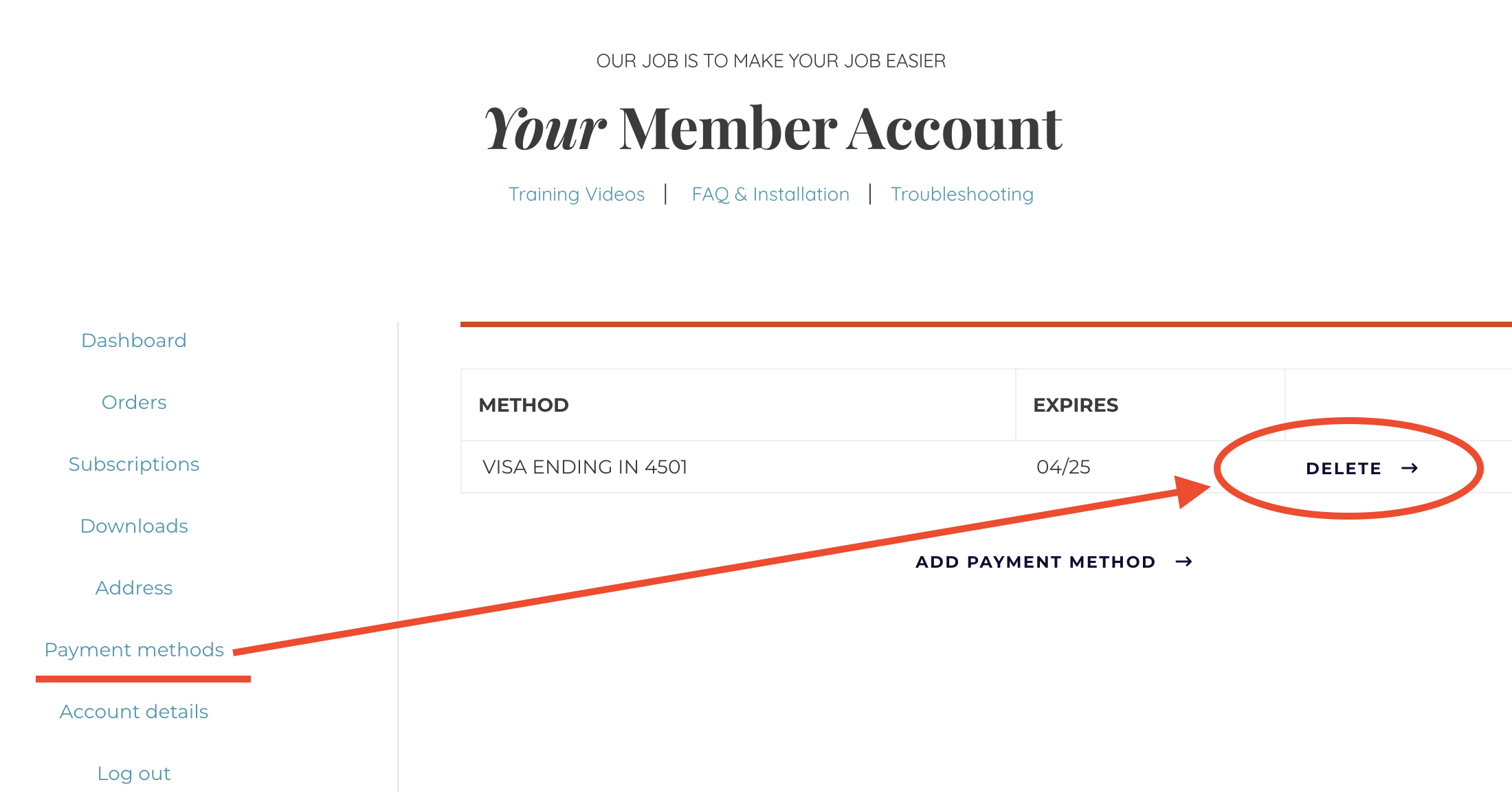 RA Lab — Add or change payment method